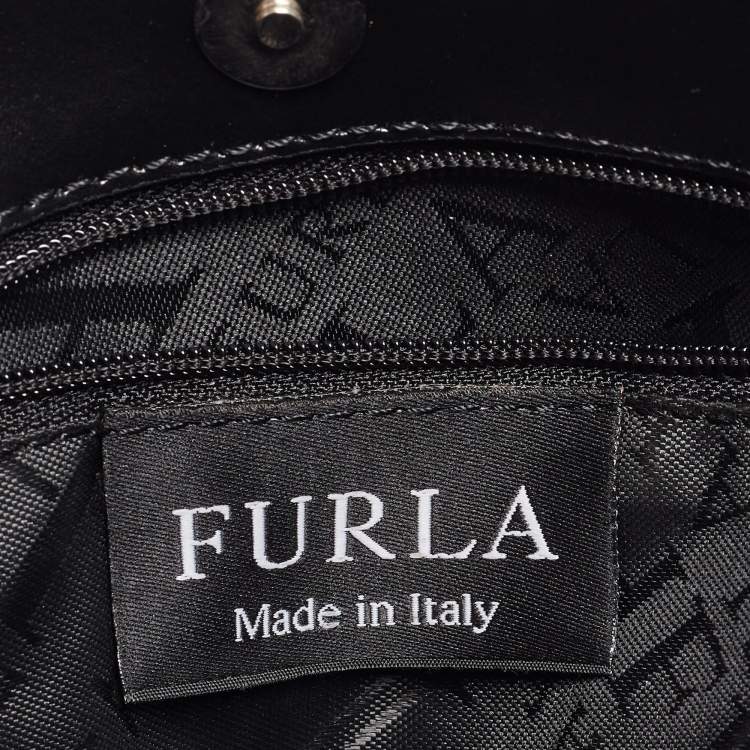 Pre Owned Furla Black/Cream Leather Bag