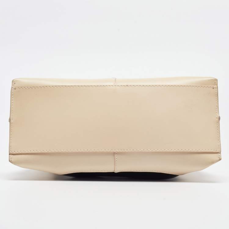 Pre Owned Furla Black/Cream Leather Bag