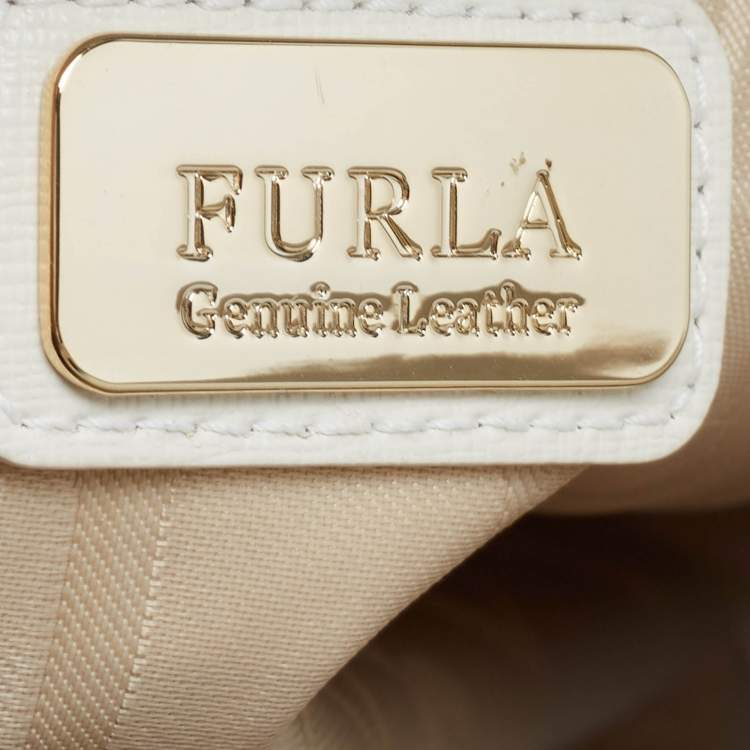Pre Owned Furla White Leather Medium Agata Satchel