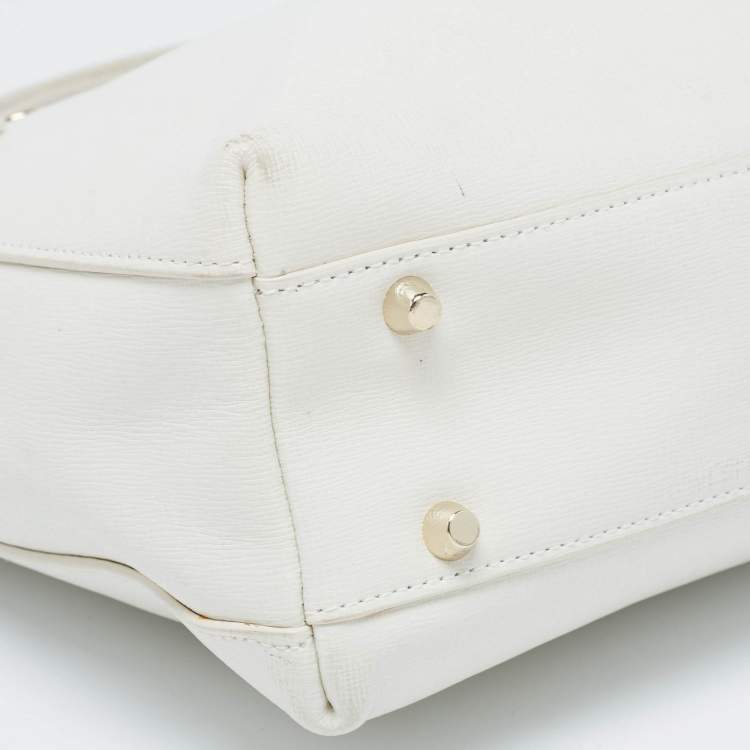 Pre Owned Furla White Leather Medium Agata Satchel