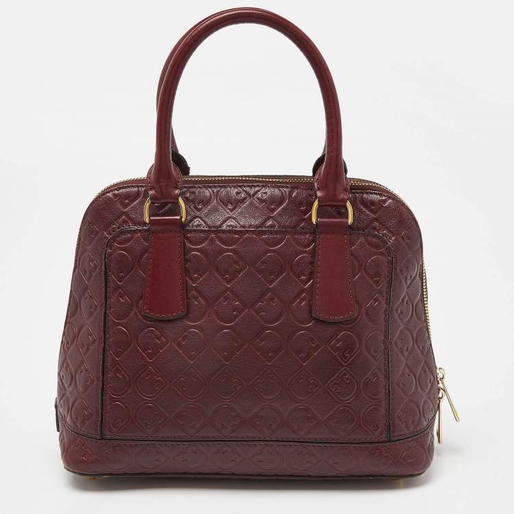 Pre Owned Furla Burgundy Leather Dome Satchel 