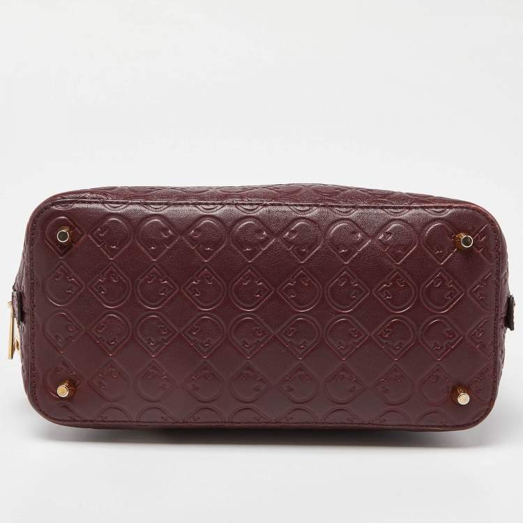 Pre Owned Furla Burgundy Leather Dome Satchel 