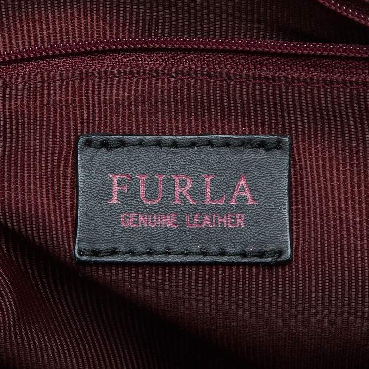 Pre Owned Furla Burgundy Leather Dome Satchel 