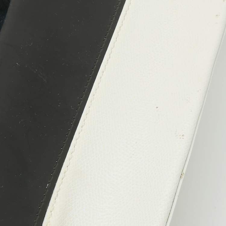 Pre Owned Furla Black/White Leather and Rubber Candy Flap Satchel