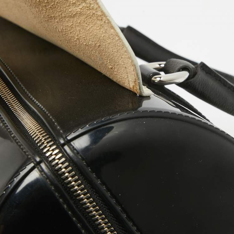 Pre Owned Furla Black/White Leather and Rubber Candy Flap Satchel