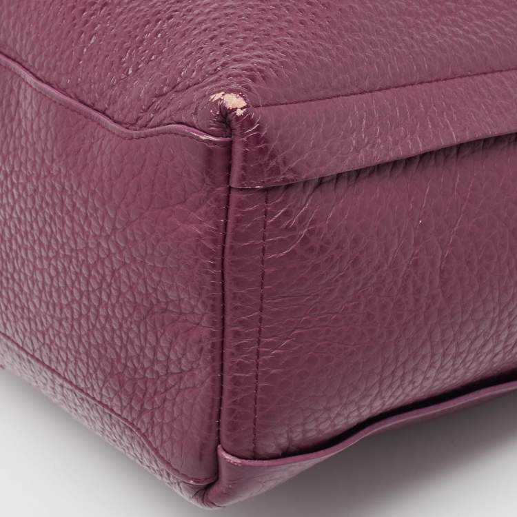 Pre Owned Furla Burgundy Pebbled Leather Medium Capriccio Hobo