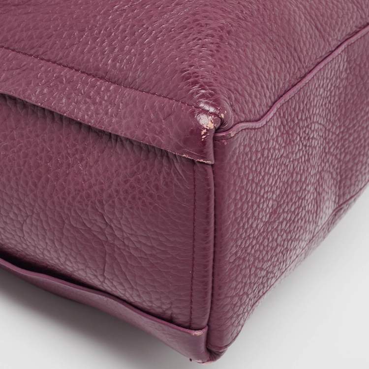 Pre Owned Furla Burgundy Pebbled Leather Medium Capriccio Hobo