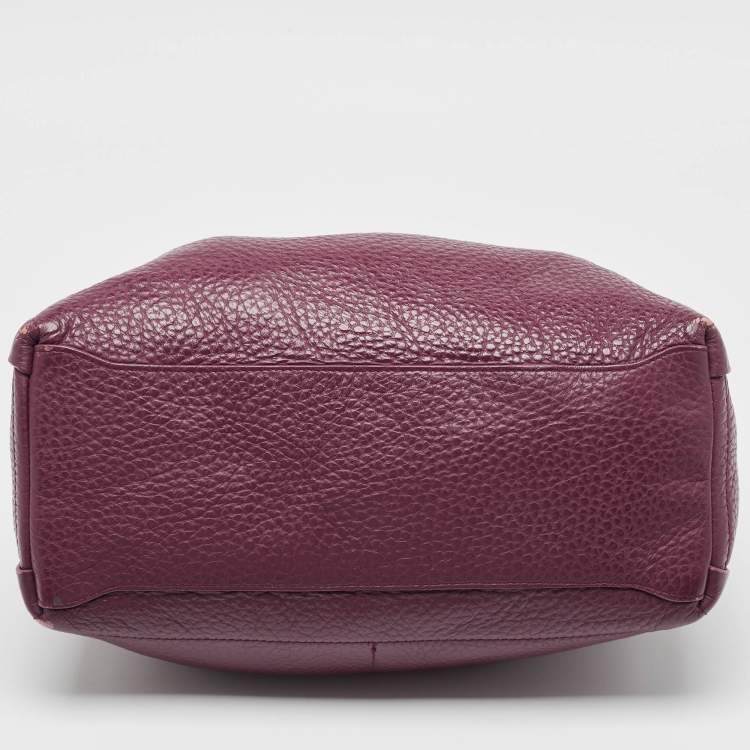 Pre Owned Furla Burgundy Pebbled Leather Medium Capriccio Hobo
