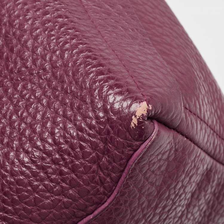 Pre Owned Furla Burgundy Pebbled Leather Medium Capriccio Hobo
