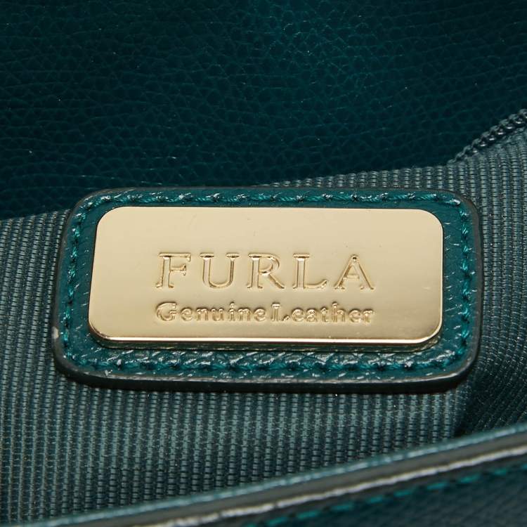 Pre Owned Furla Green Leather Small Metropolis Tote