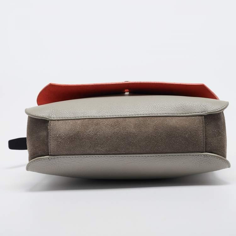 Pre Owned Furla Multicolor Leather and Suede Flap Shoulder Bag