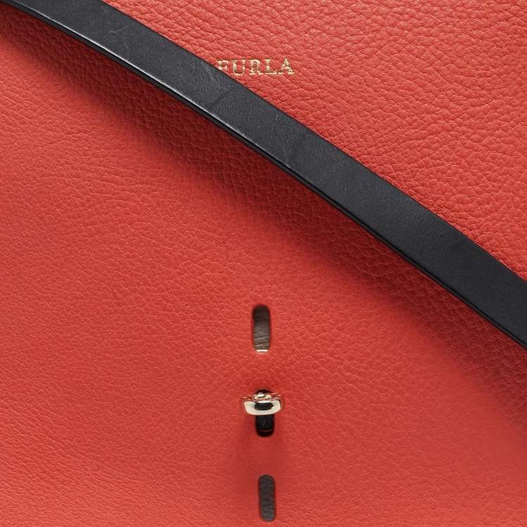 Pre Owned Furla Multicolor Leather and Suede Flap Shoulder Bag