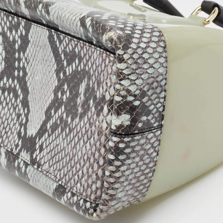 Pre Owned Furla Light Blue Python Embossed and Rubber Candy Satchel