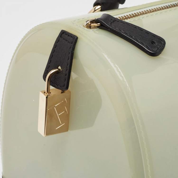 Pre Owned Furla Light Blue Python Embossed and Rubber Candy Satchel