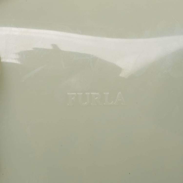 Pre Owned Furla Light Blue Python Embossed and Rubber Candy Satchel