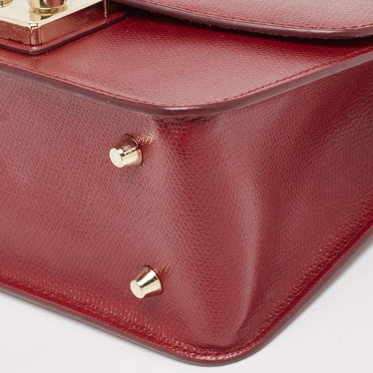 Pre Owned Furla Red Leather Metropolis Shoulder Bag