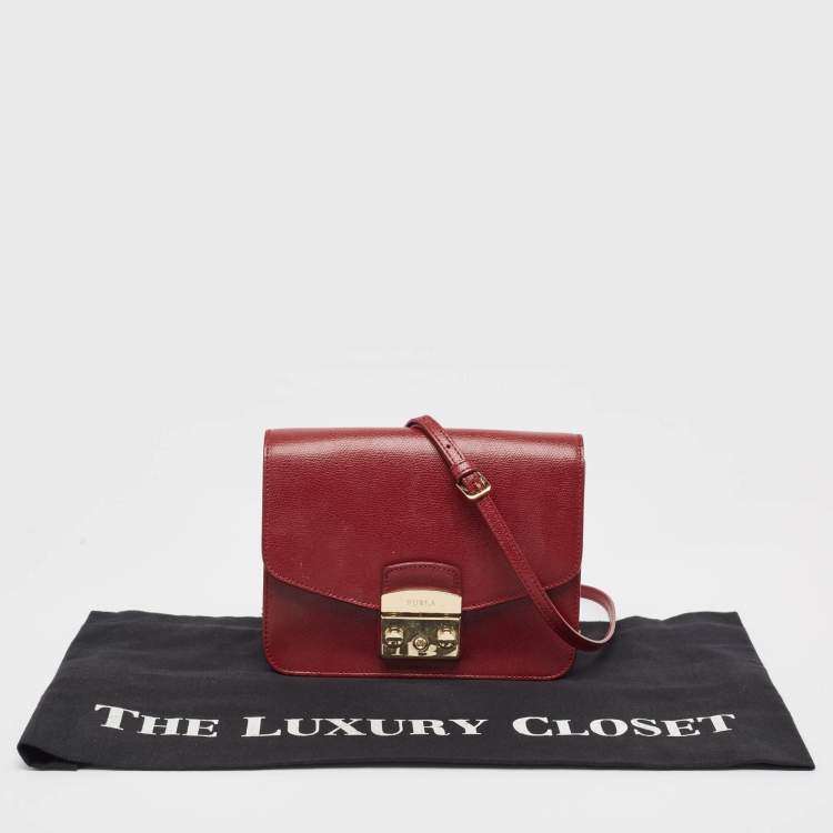 Pre Owned Furla Red Leather Metropolis Shoulder Bag