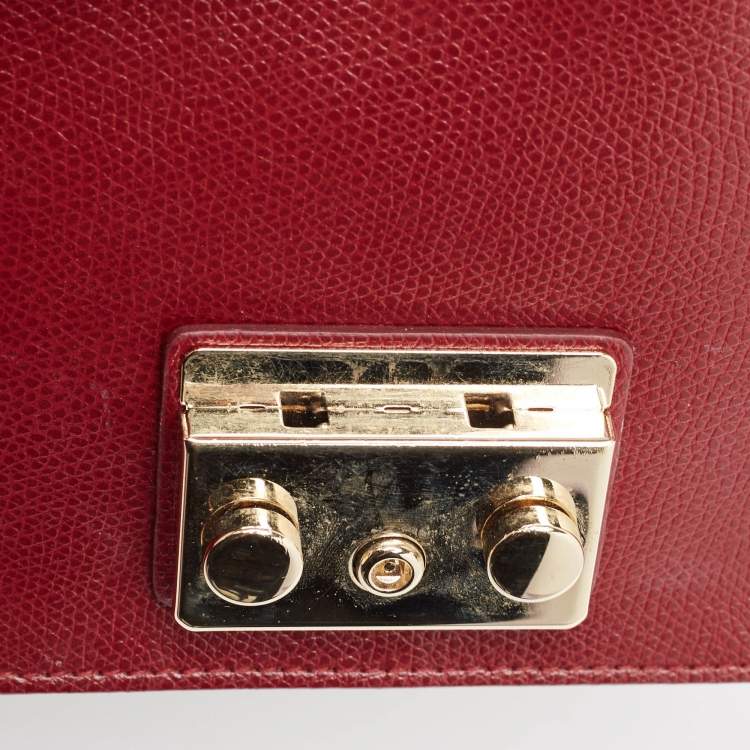 Pre Owned Furla Red Leather Metropolis Shoulder Bag