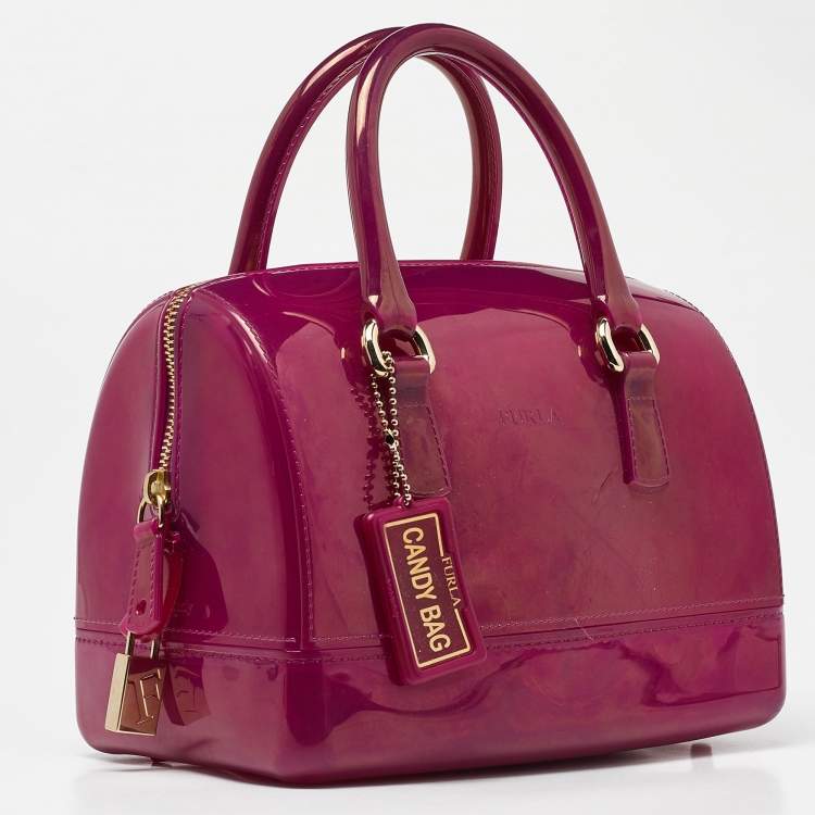 Pre Owned Furla Pink Rubber Candy Satchel 
