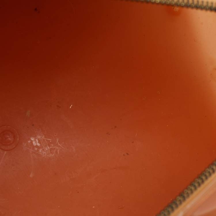 Pre Owned Furla Orange/Brown Rubber and Snakeskin Embossed Leather Candy Satchel