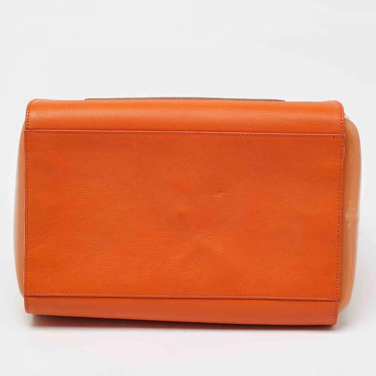 Pre Owned Furla Orange/Brown Rubber and Snakeskin Embossed Leather Candy Satchel