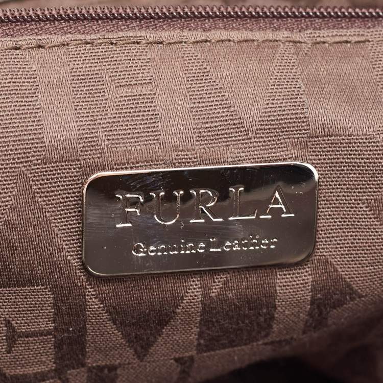 Pre Owned Furla Red/Brown Python Embossed and Leather Hobo