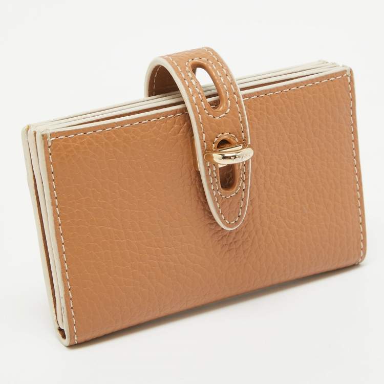 Pre Owned Furla Light Brown Leather Flap Compact Wallet