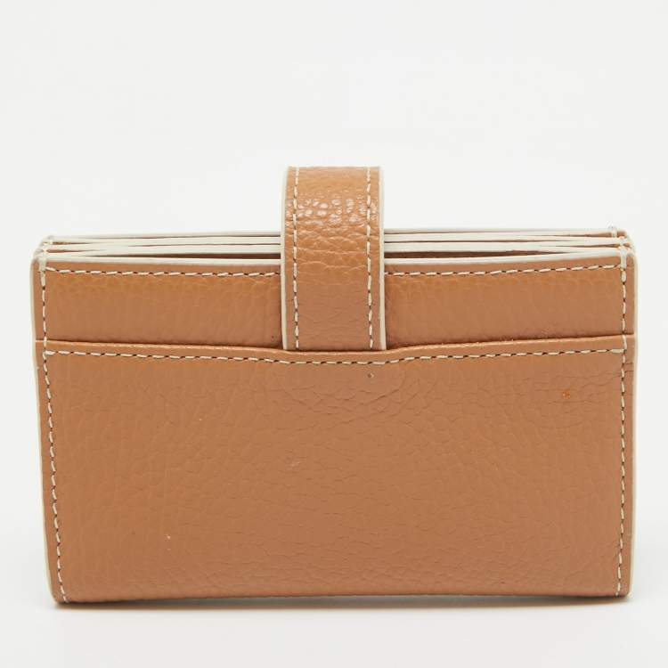 Pre Owned Furla Light Brown Leather Flap Compact Wallet