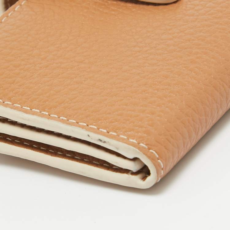 Pre Owned Furla Light Brown Leather Flap Compact Wallet