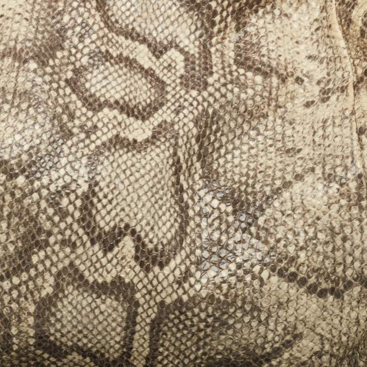 Pre Owned Furla Light Green/Black Python Embossed Leather Hobo