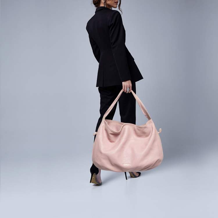Pre Owned Furla Pink Leather Oversized Hobo