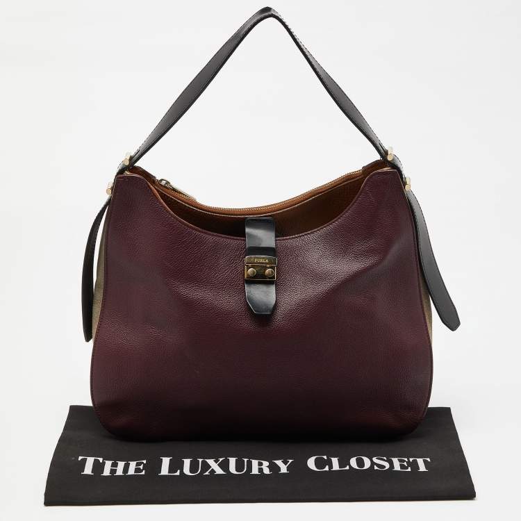 Pre Owned Furla Multicolor Leather and Suede Hobo