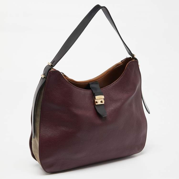 Pre Owned Furla Multicolor Leather and Suede Hobo