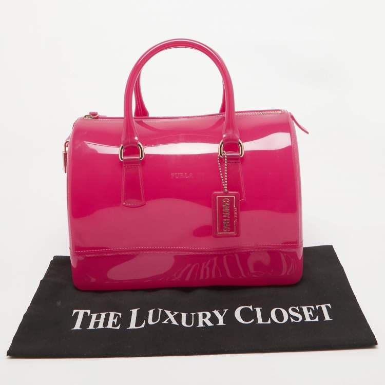 Pre Owned Furla Fuchsia Rubber Candy Satchel