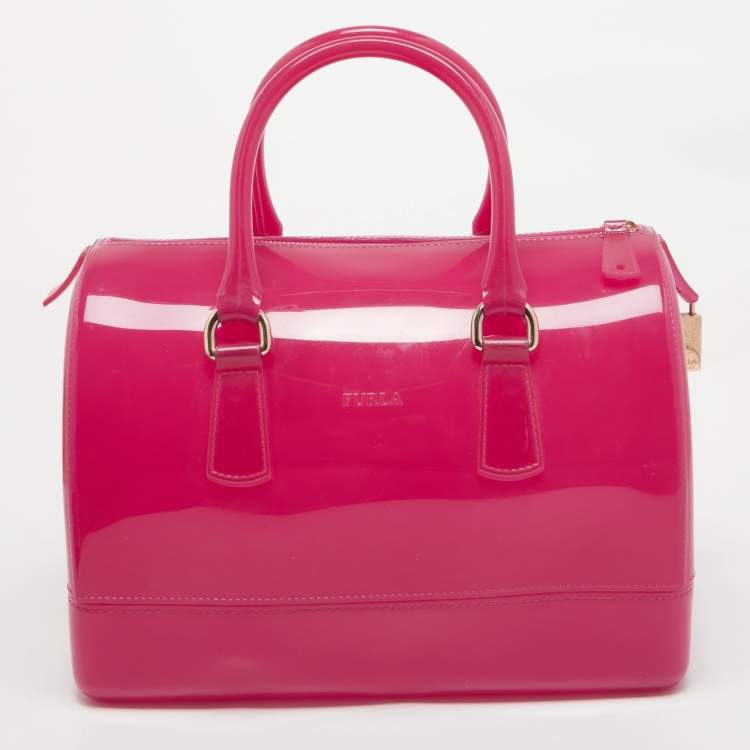 Pre Owned Furla Fuchsia Rubber Candy Satchel