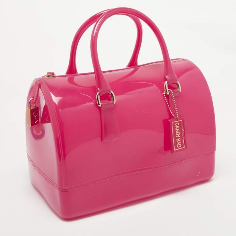 Pre Owned Furla Fuchsia Rubber Candy Satchel