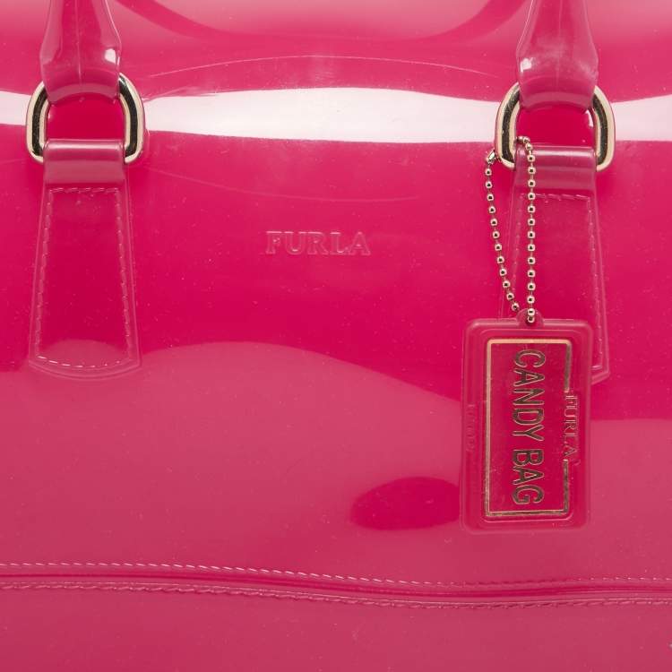 Pre Owned Furla Fuchsia Rubber Candy Satchel