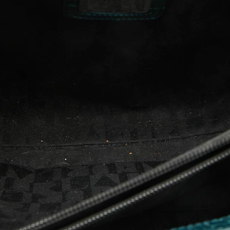 Pre Owned Furla Dark Green Croc Embossed Leather Practica Tote