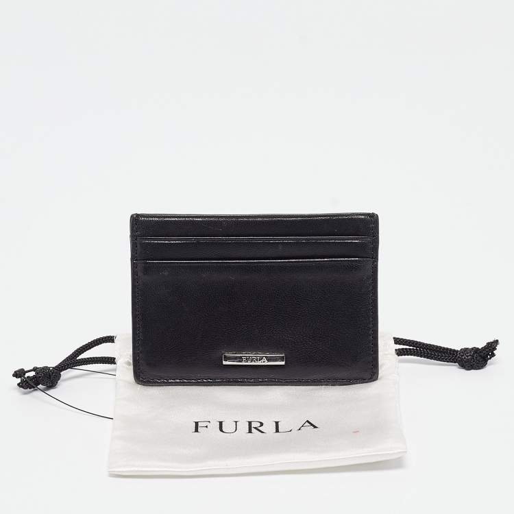 Pre Owned Furla Black Leather Card Holder