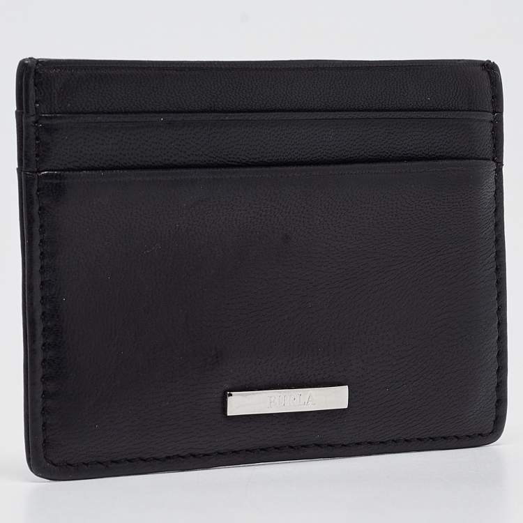 Pre Owned Furla Black Leather Card Holder