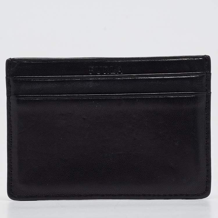 Pre Owned Furla Black Leather Card Holder