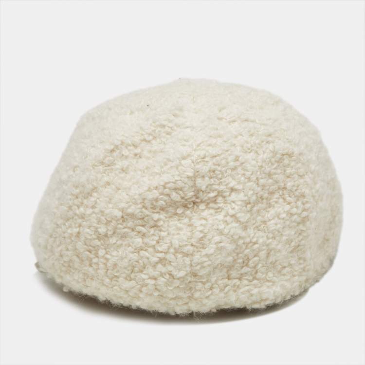 Pre Owned Gabriela Hearst Ivory Boucle Baseball Cap M