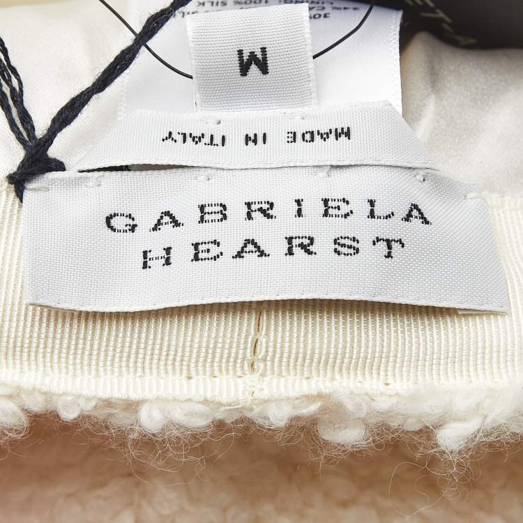 Pre Owned Gabriela Hearst Ivory Boucle Baseball Cap M