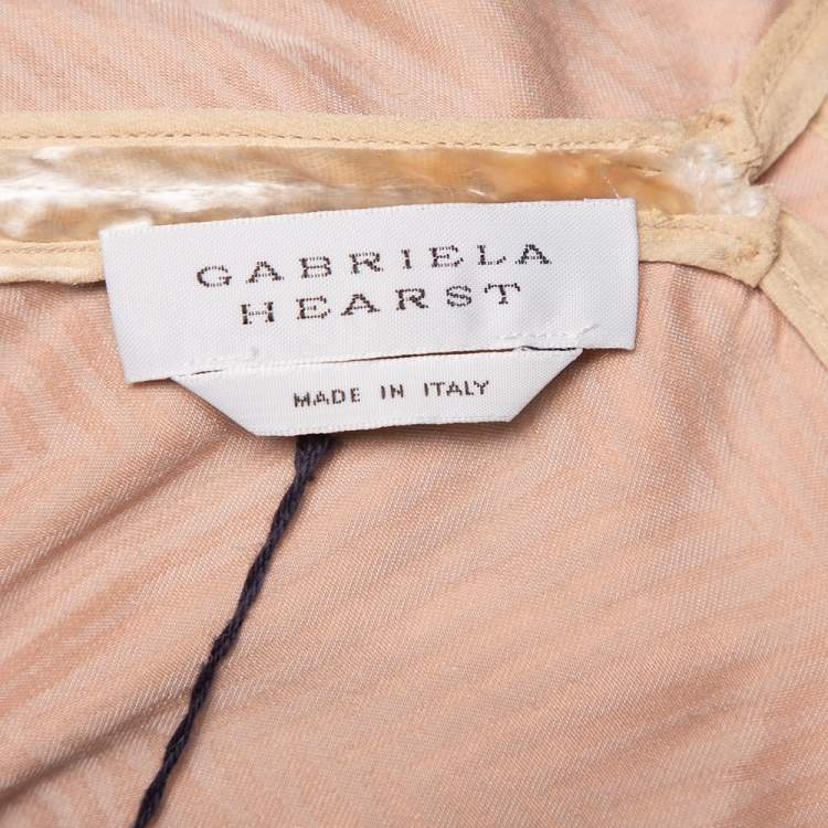 Pre Owned Gabriela Hearst Beige Patterned Velvet Catherine Jumpsuit M