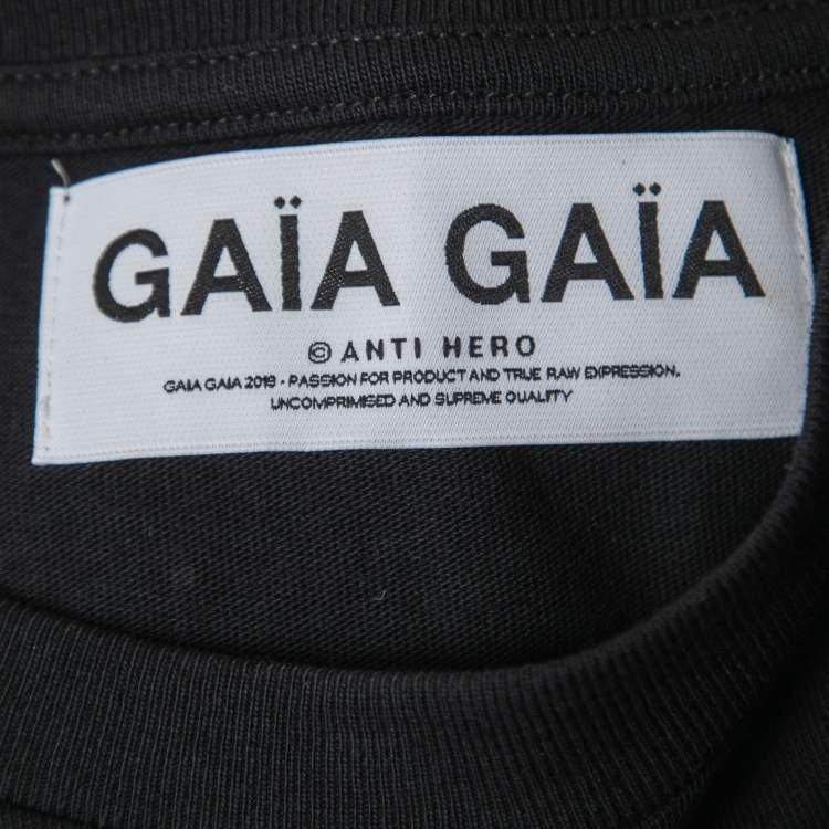 Pre Owned Gaia Gaia Black Cotton Rhinestone Embellished Hemera T-Shirt Dress S
