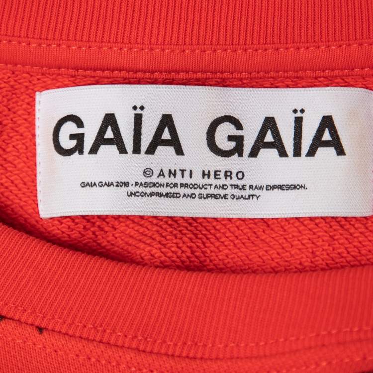 مملوكة مسبقًا Gaia Gaia Red All-Over Print Cotton Crew Neck Sweatshirt S