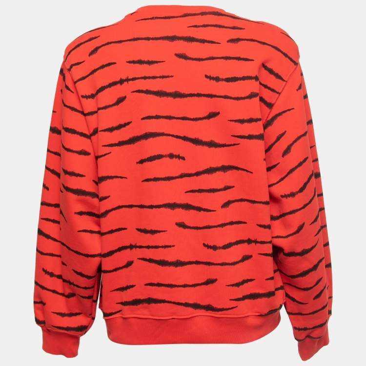 مملوكة مسبقًا Gaia Gaia Red All-Over Print Cotton Crew Neck Sweatshirt S