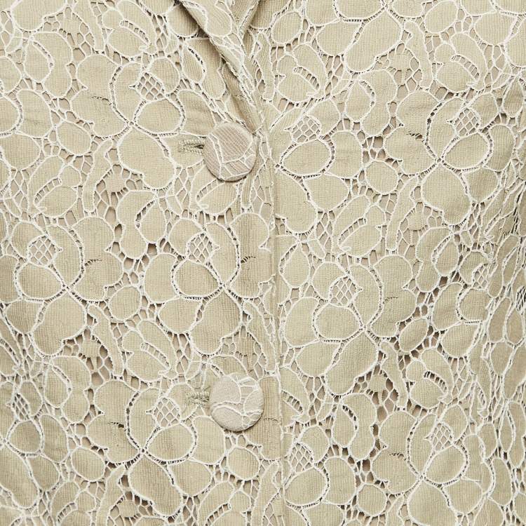 Pre Owned  Galliano Grey Floral Lace Single Breasted Blazer M
