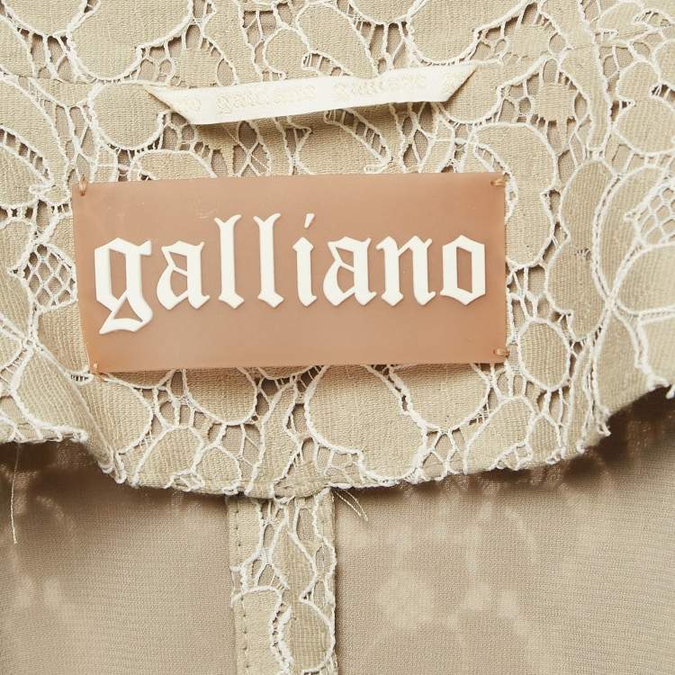 Pre Owned  Galliano Grey Floral Lace Single Breasted Blazer M
