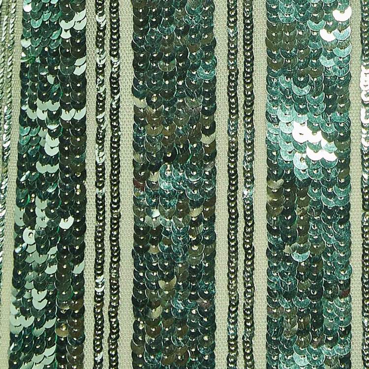 Pre Owned Galvan London Green Stargaze Sequin Maxi Dress L